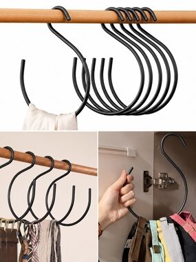 2 Black Metal Scarf & Belt Organizer Hangers Closet Storage Hooks